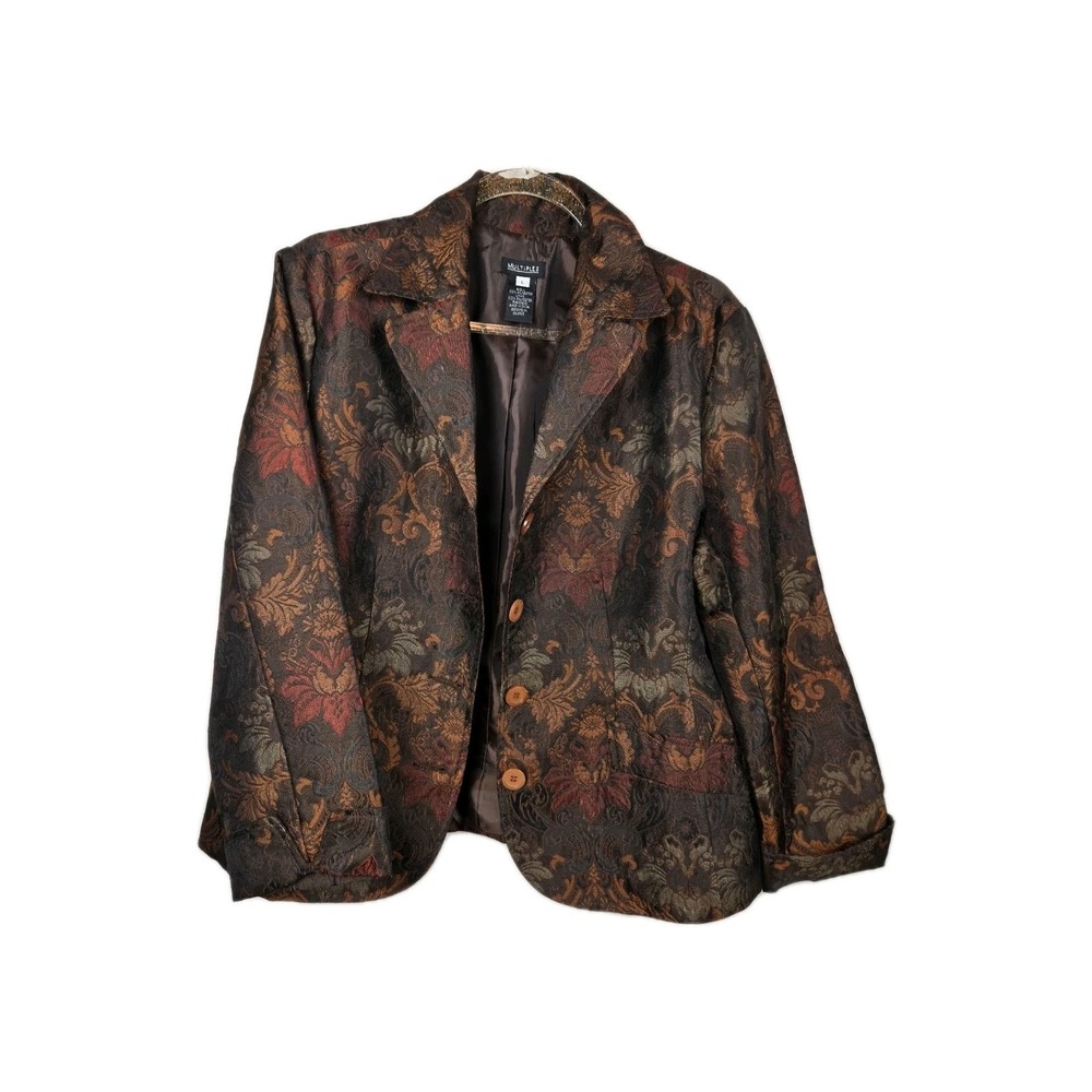 Multiples Women's Paisley Jacquard Blazer Jacket – Polyester Lined, Size L, Fall